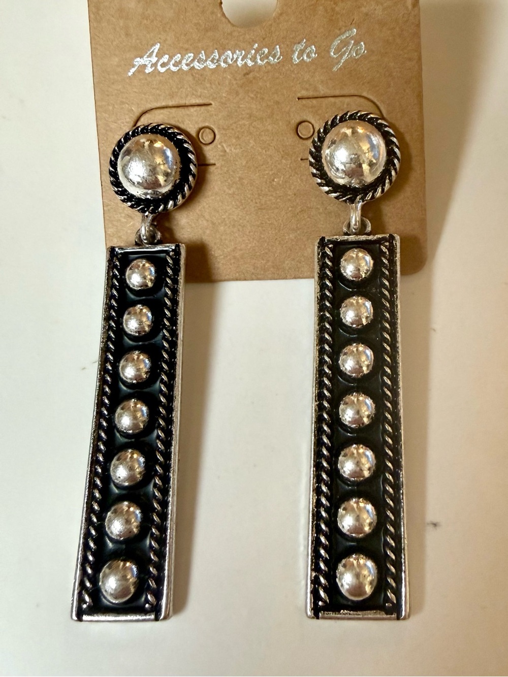 Silver and Black Drop Earrings